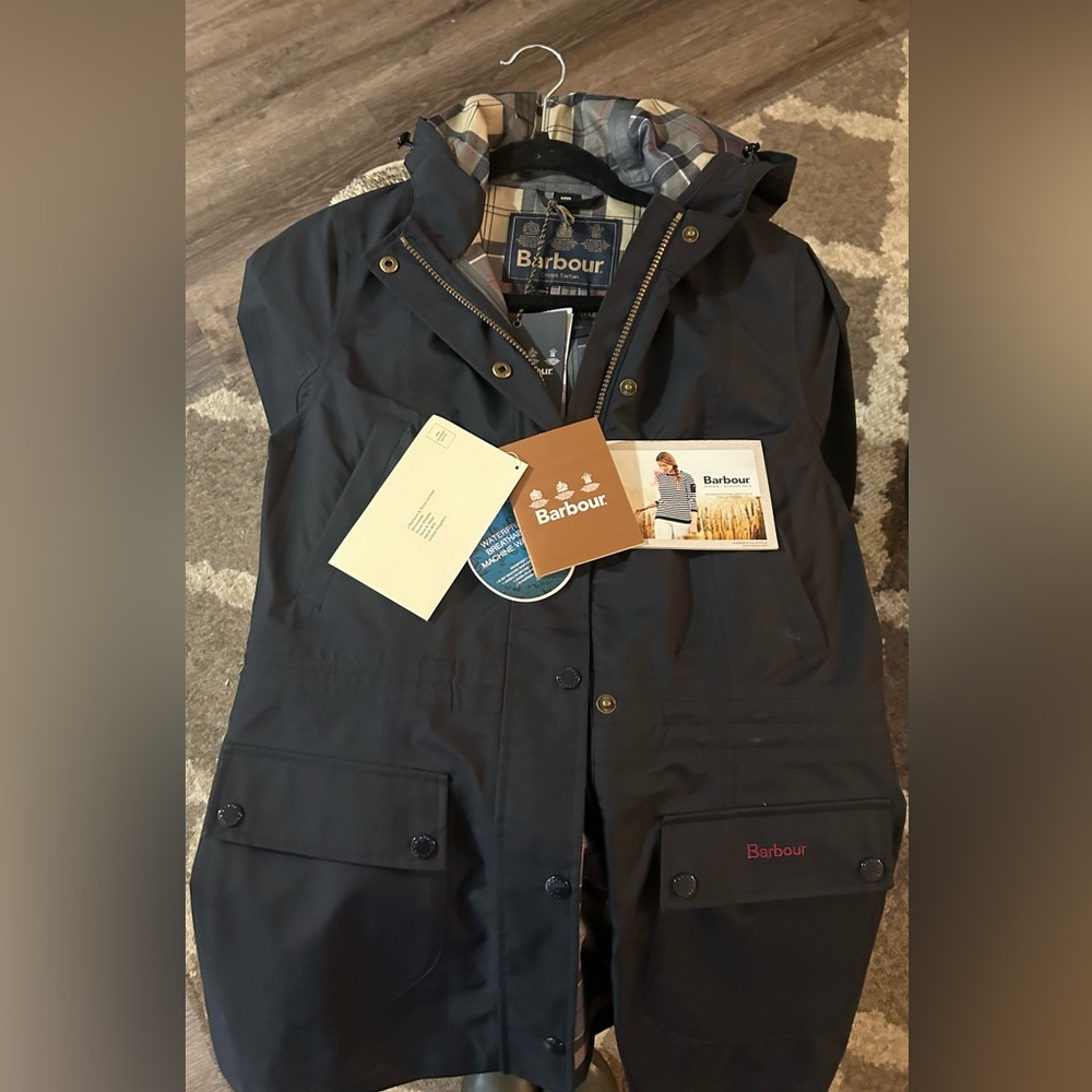 NWT Barbour Navy Outdoor Hooded Jacket